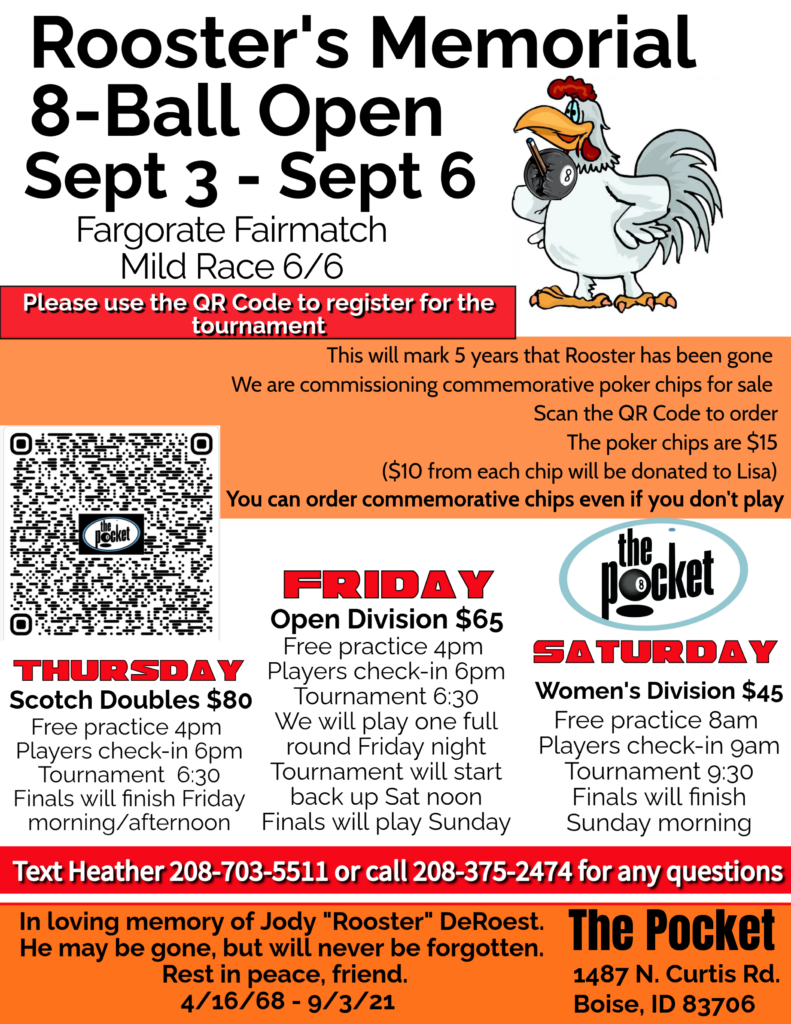 Rooster Memorial 8 Ball Tournament