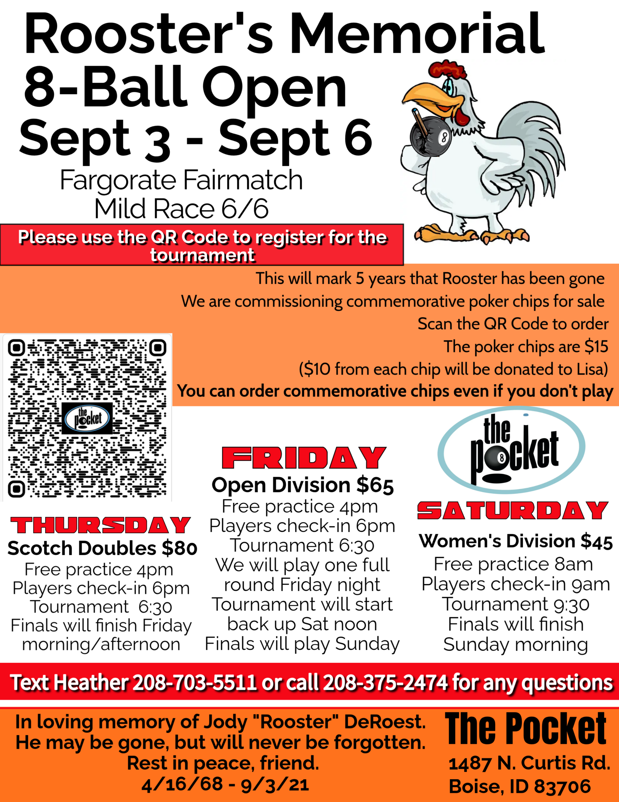 Rooster Memorial 8 Ball Tournament